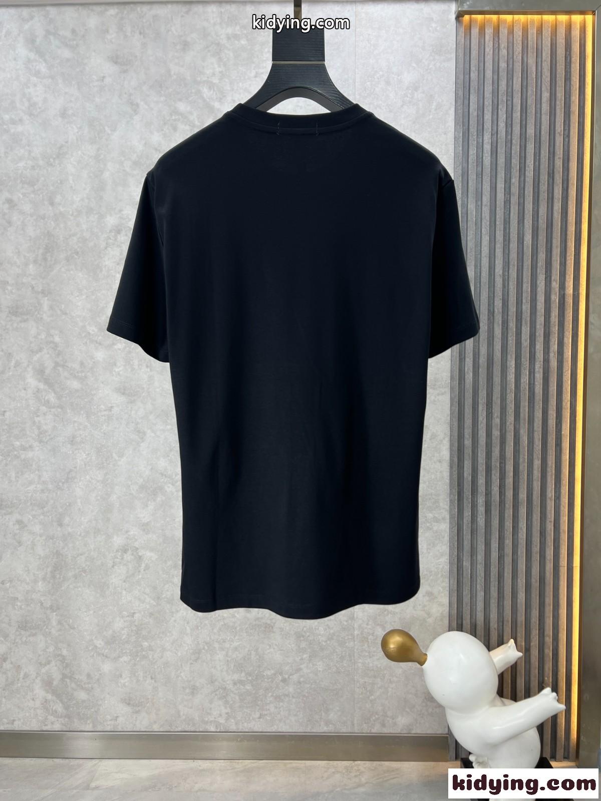 定番 カジュアル エルメス Tシャツ コピー クルーネック 半袖Tシャツ ブラック-1
