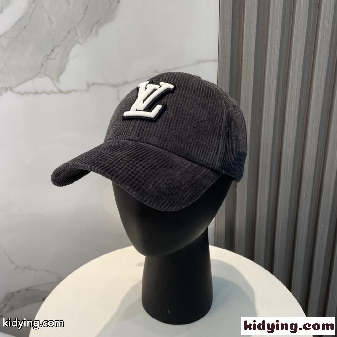 キャップ･LV シグネチャー コーデュロイ ルイヴィトン 帽子 コピー ダークグレー-0
