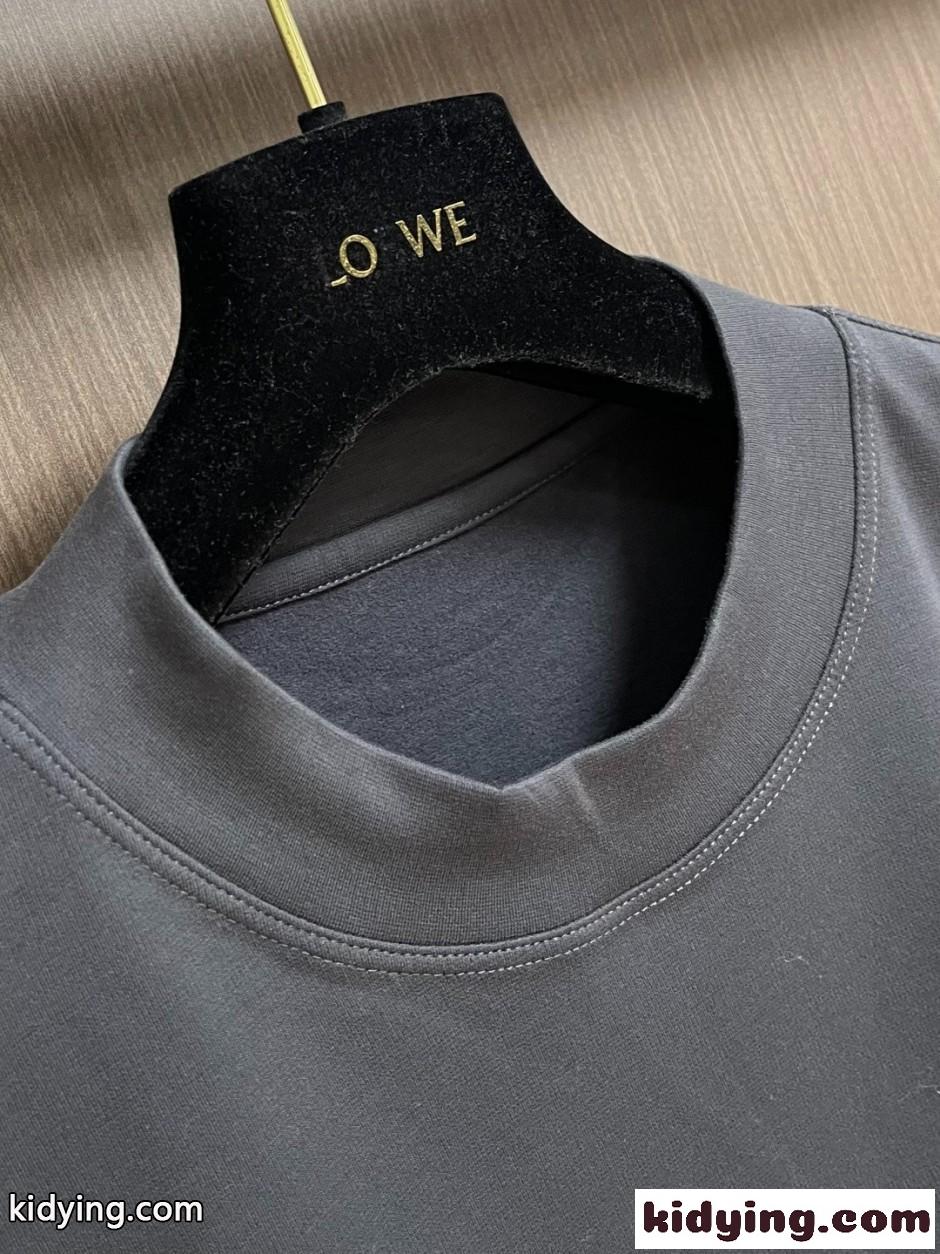 シンプル 洗練された コットン 長袖Tシャツ ロエベ Tシャツ 偽物 グレー-4