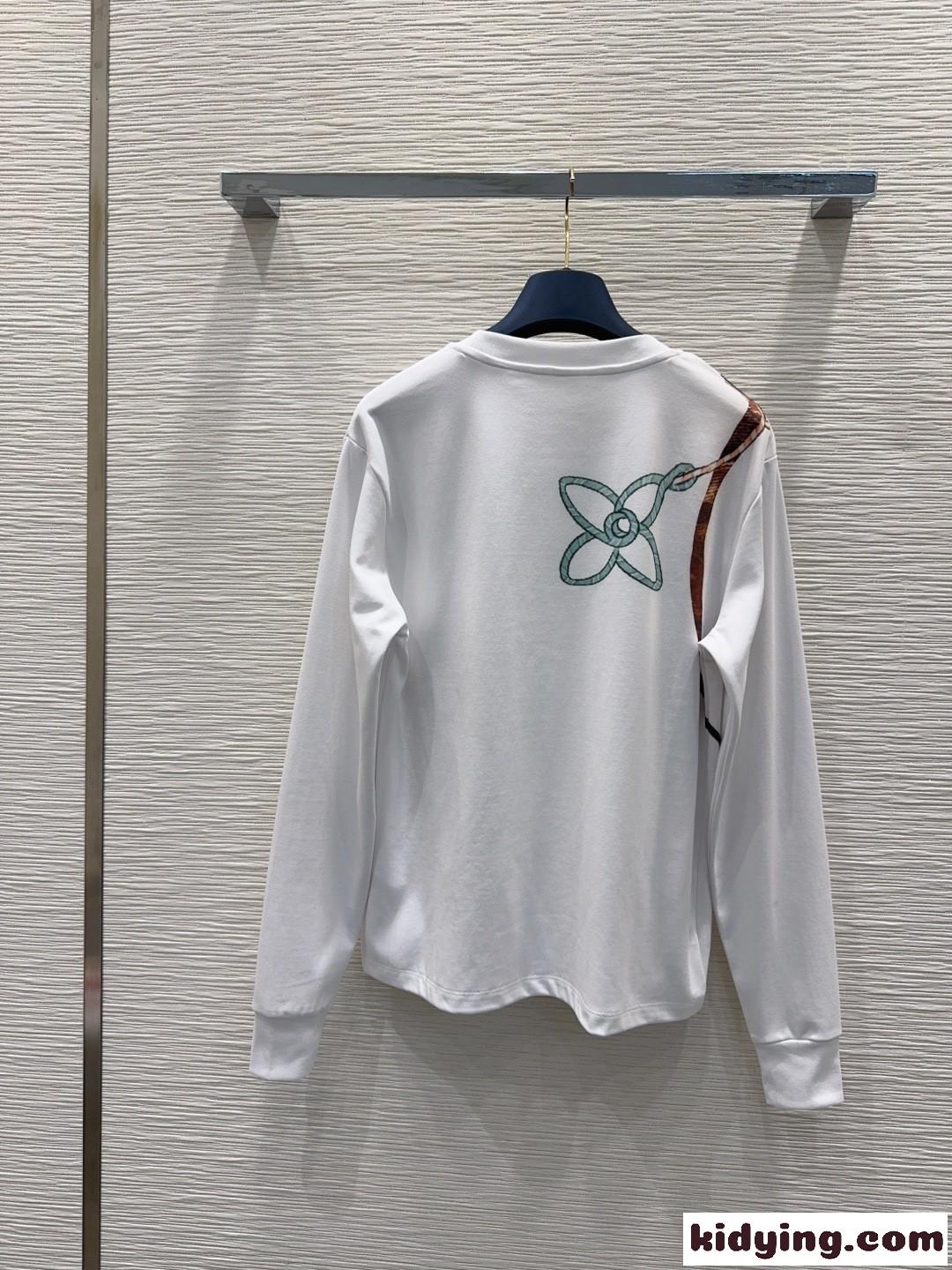 キープイット プリント ロングスリーブTシャツ ルイ・ヴィトン Tシャツ コピー ホワイト-5