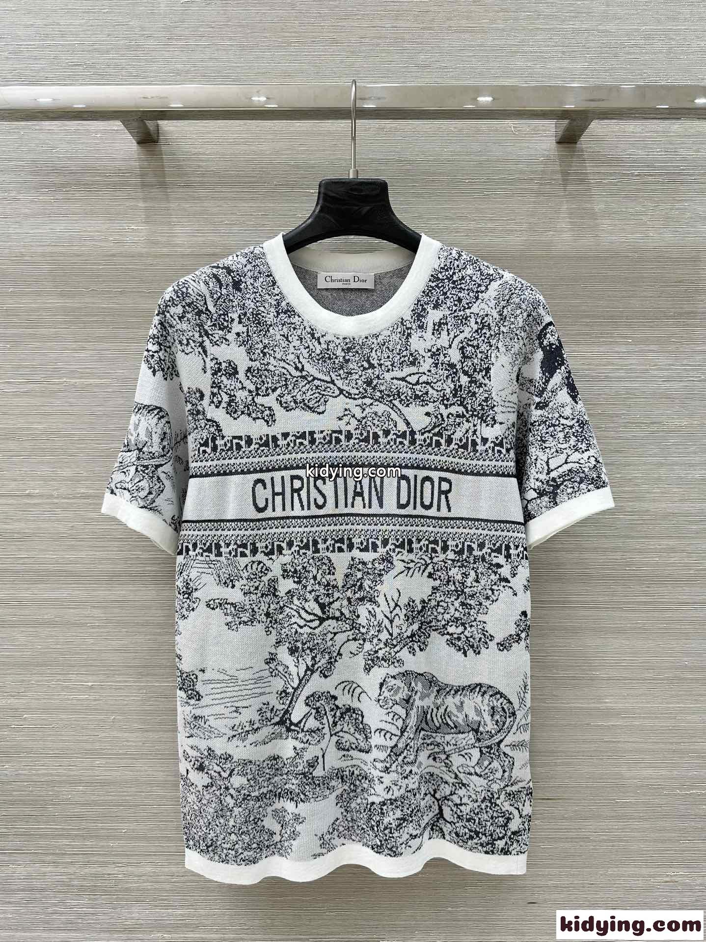 エレガント 半袖ニット クルーネック クリスチャン・ディオール Tシャツ 偽物 ブラック-2