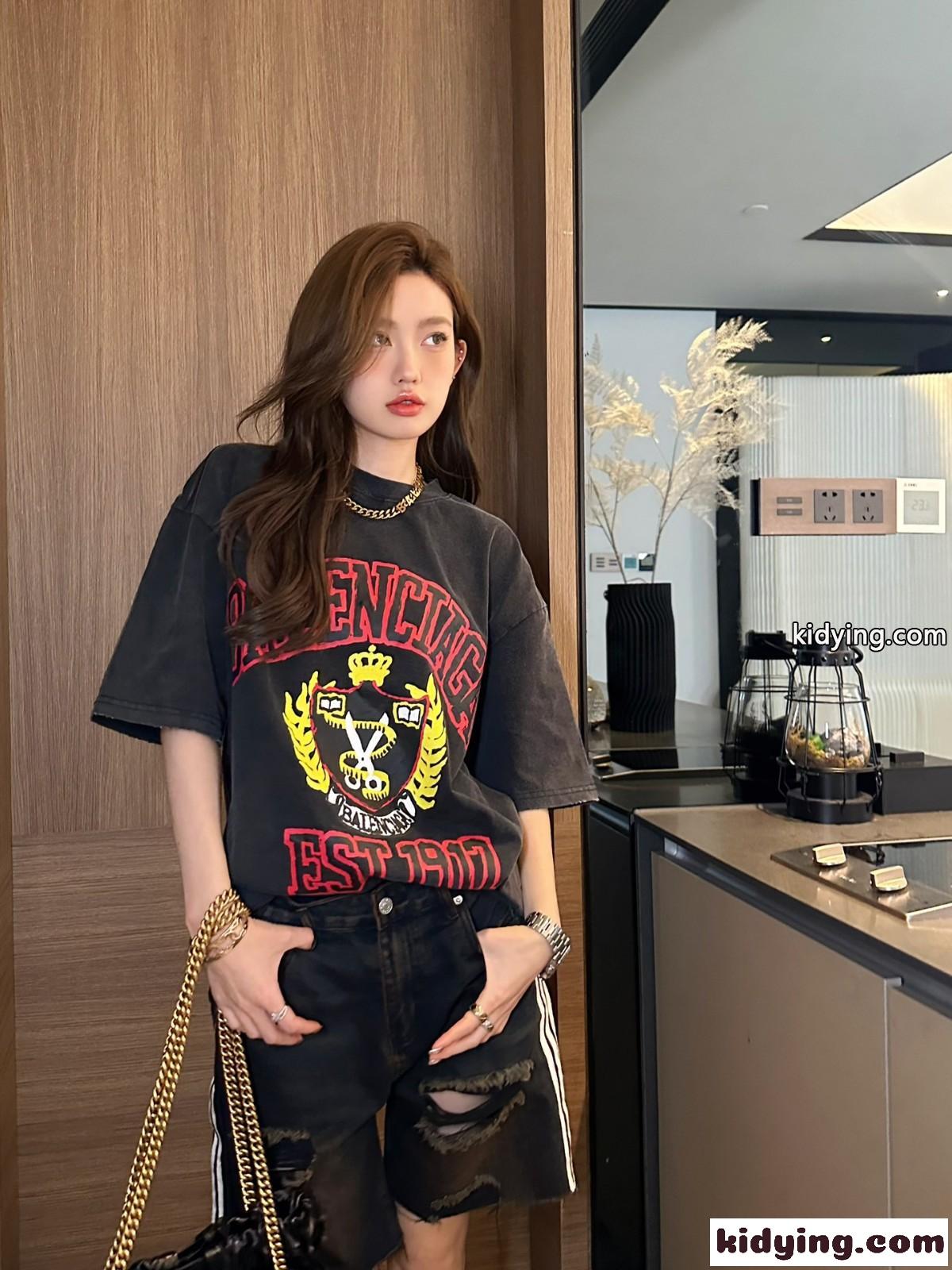DIY COLLEGE カジュアル オーバーサイズ バレンシアガ Tシャツ コピー 半袖 トップス-5