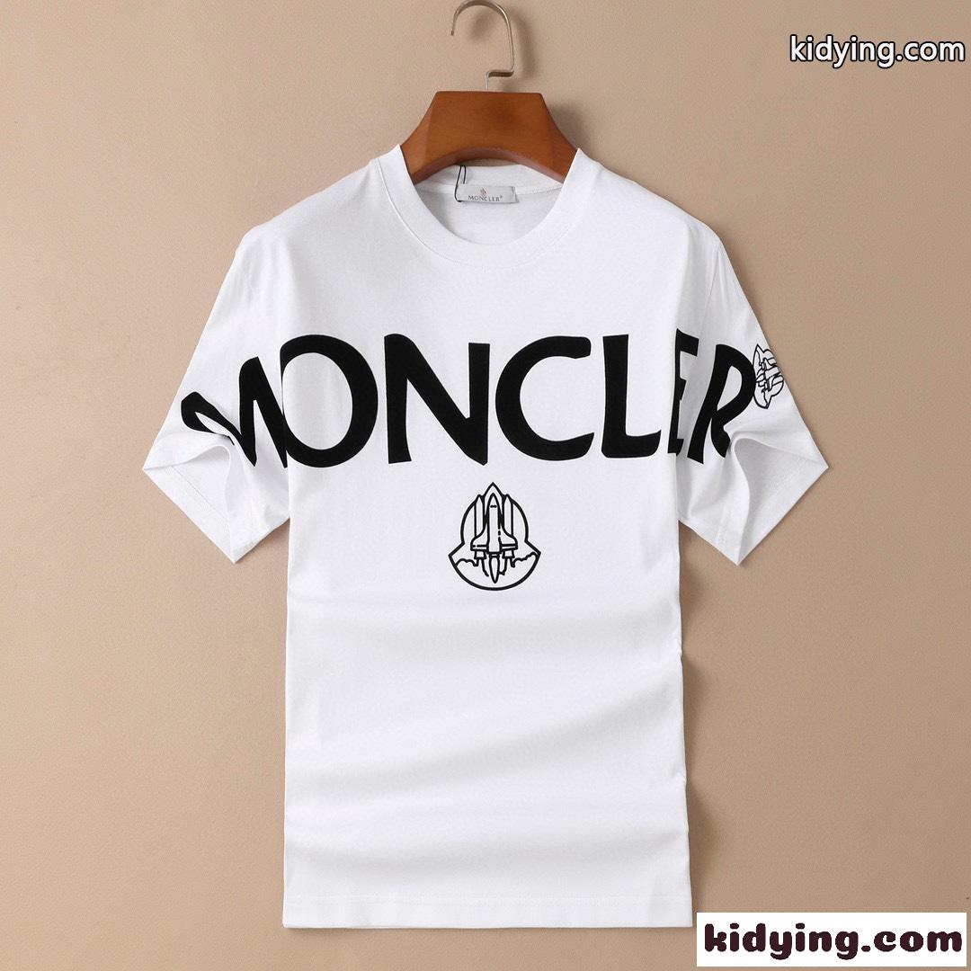 ロゴプリント お洒落 カジュアル シンプル モンクレール 半袖tシャツ コピー クルーネック ホワイト ブラック-0