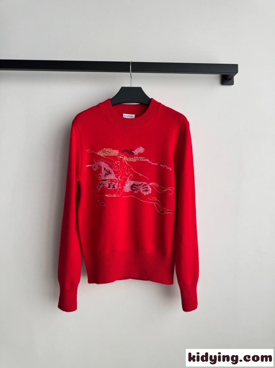 クロスステッチEKD ウールカシミアセーター バーバリー セーター コピー レッド-0