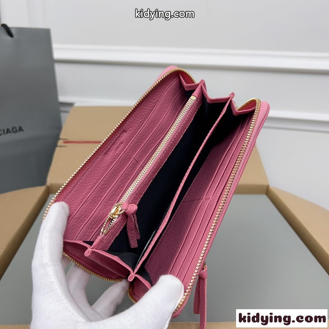 定番 ラウンドファスナー 長財布 バレンシアガ 財布 コピー ピンク-4
