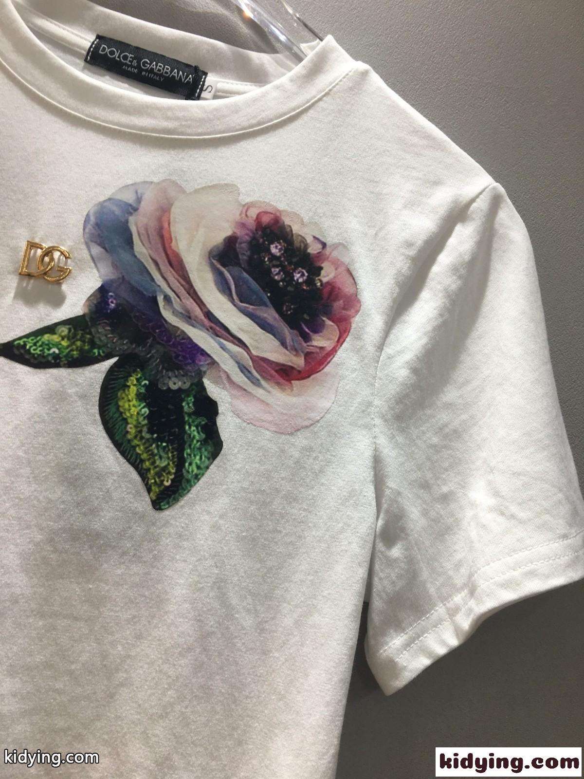 人気 おしゃれ プリント クロップド 半袖Tシャツ ドルチェ&ガッバーナ Tシャツ コピー ホワイト-3