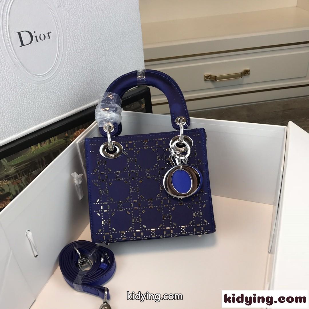 クリスチャン・ディオール バッグ コピー 大人気 LADY DIOR カナージュ サテン ミニバッグ ブルー-1