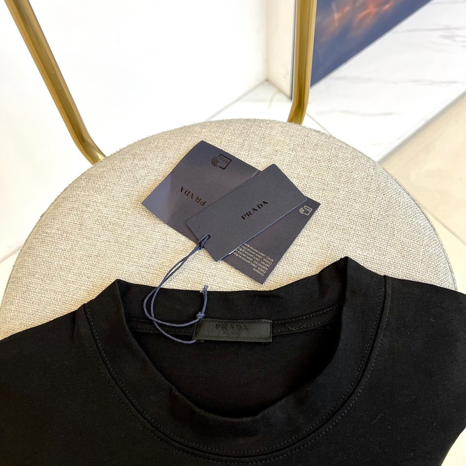 カジュアル リラックス プラダ Tシャツ コピー コットンジャージー 半袖Tシャツ ブラック-2