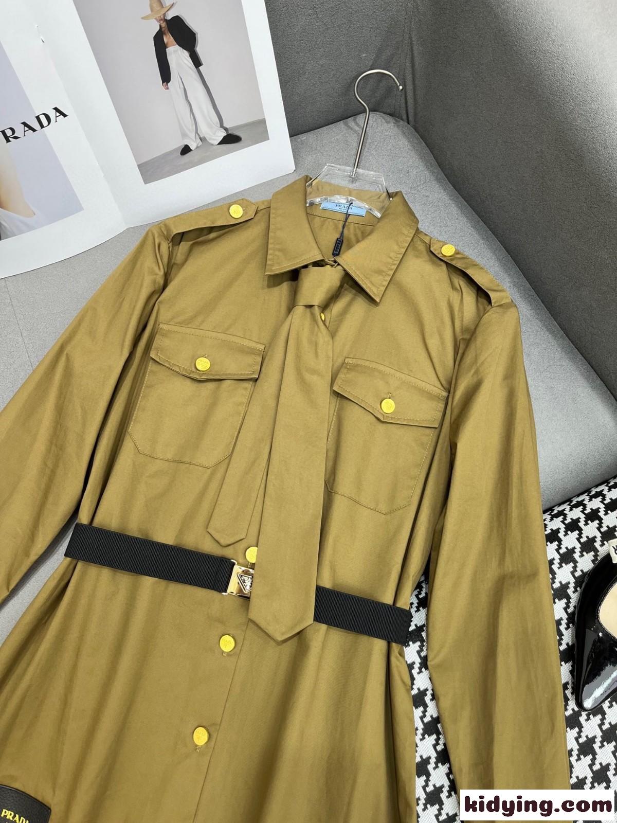 カジュアル 定番 シャツドレス プラダ ワンピース コピー ロングスリーブ-1