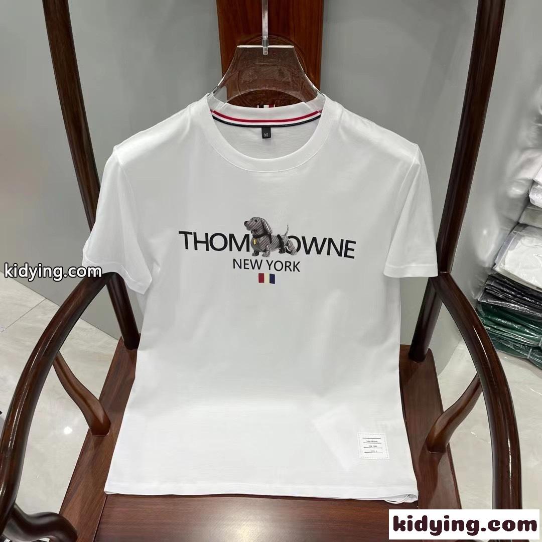 シルケット コットン 通気 快適 クルーネック トムブラウン tシャツ コピー メンズ 半袖 春夏 トップス 人気 プリント-1