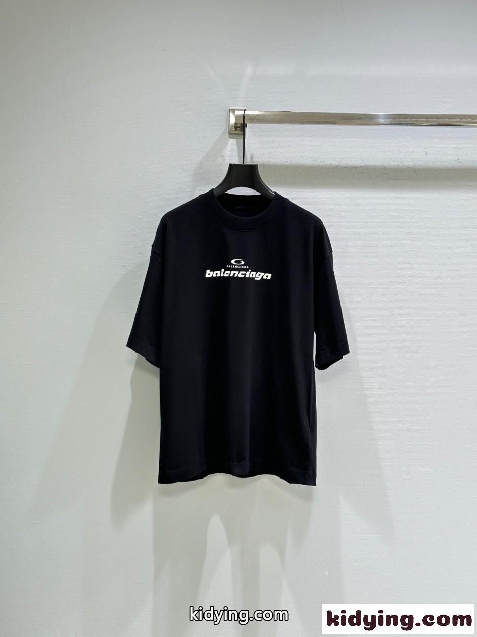 定番 ロゴ コットン 半袖Tシャツ バレンシアガ Tシャツ コピー ブラック-0
