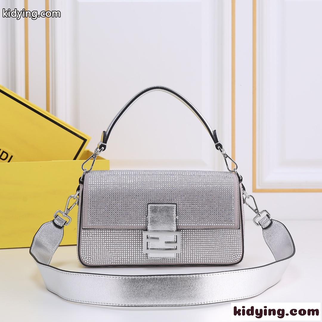 シルバークリスタル バゲット バッグ フェンディ バッグ 人気 コピー ショルダーバッグ-1