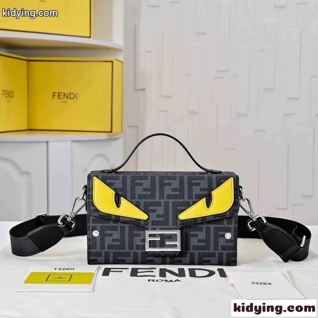 モンスターアイズ FF バゲットバッグ フェンディ バッグ コピー ショルダーバッグ グレー-1