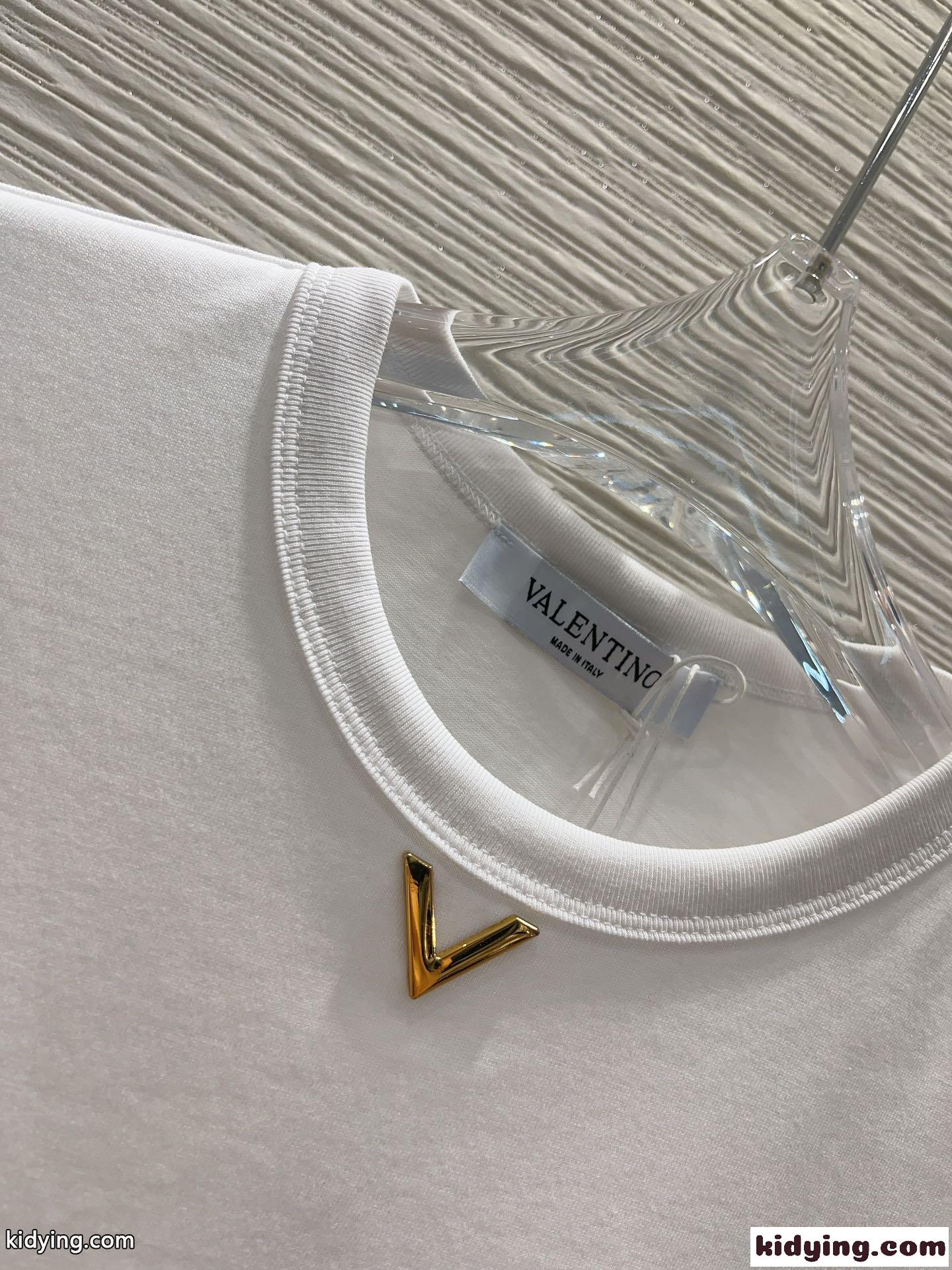 Vロゴ ジャージーコットン Tシャツ ヴァレンティノ 半袖Tシャツ コピー ホワイト-1