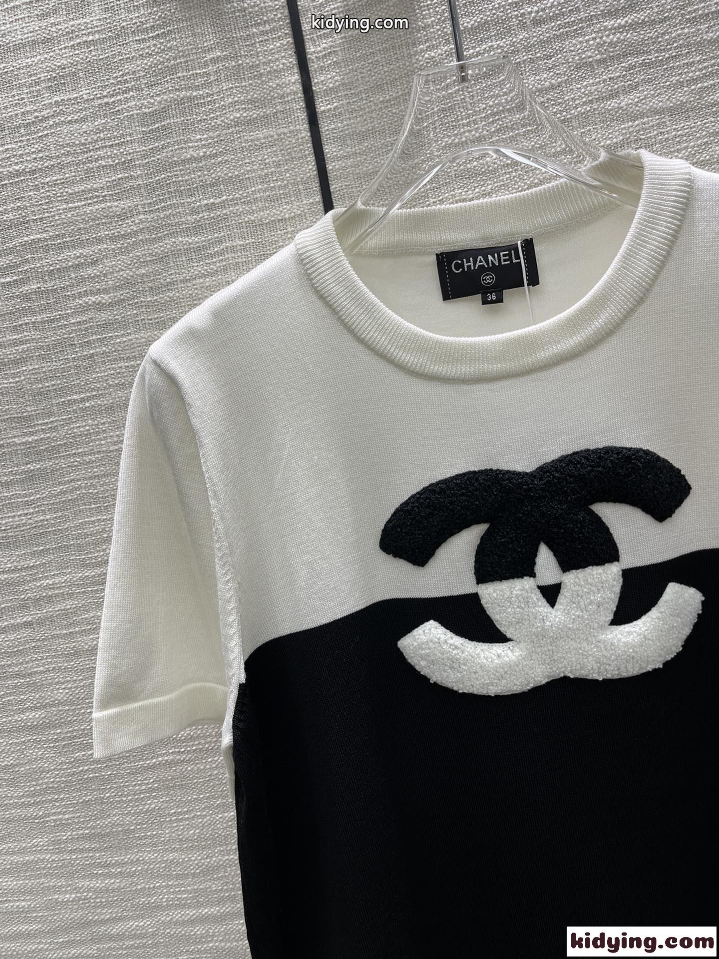 優しい肌触り 快適 シャネル tシャツ コピー 半袖 カットソー おしゃれ フェミニン バイカラー トップス-2