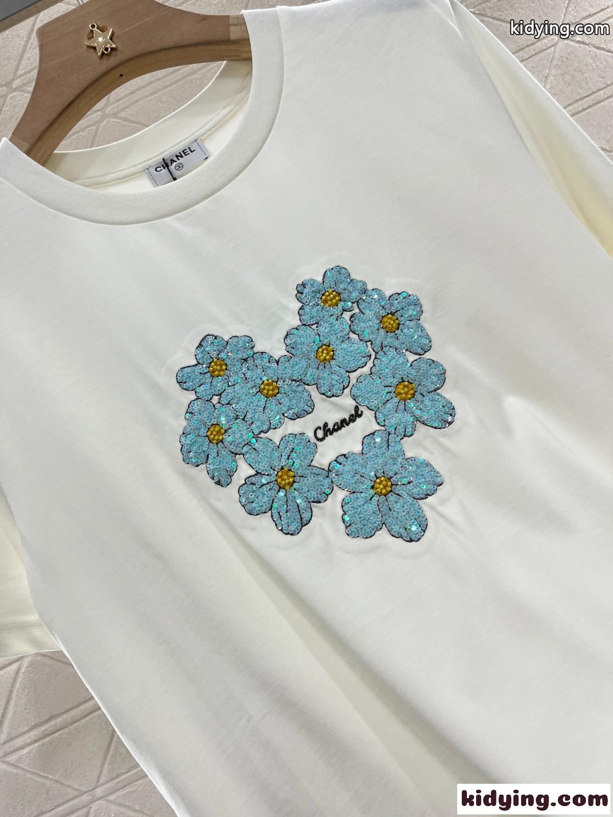 シンプル コットン 半袖Tシャツ シャネル Tシャツ スーパーコピー ホワイト-4