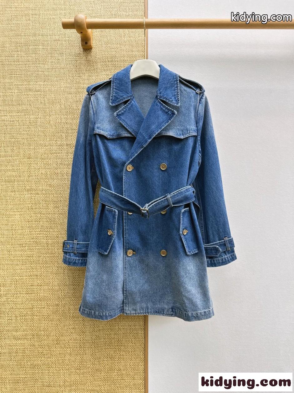 カジュアル ベルト付き デニム トレンチコート バーバリー ジャケット コピー-1