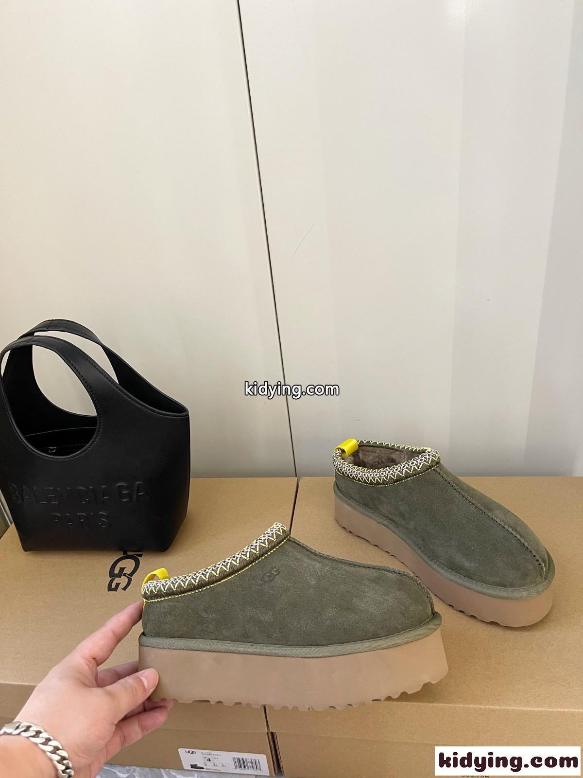 UGG スエード ムートン スリッポン 定番 人気 アグ サンダル スーパーコピー グリーン-3