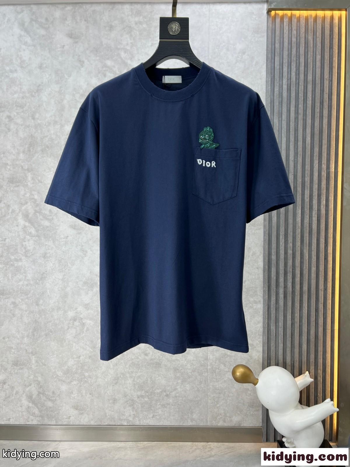 大人 可愛い クルーネックTシャツ クリスチャン・ディオール 半袖Tシャツ コピー ネイビー-1