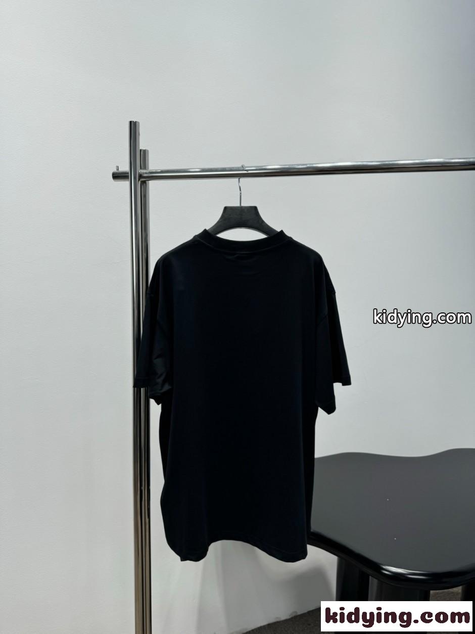 ユニセックス プリント 半袖Tシャツ バレンシアガ Tシャツ 偽物 ブラック-0