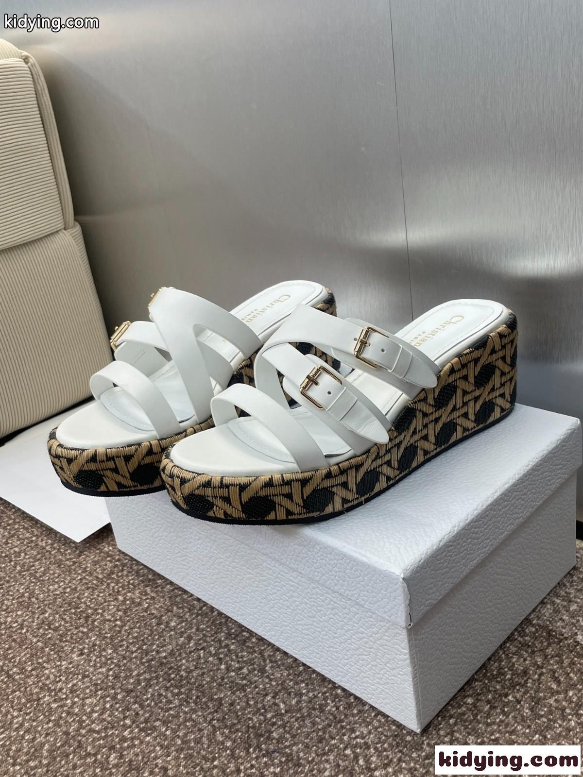 LAmazone Dior ウェッジスライド ディオール サンダル スーパーコピー ホワイト-0