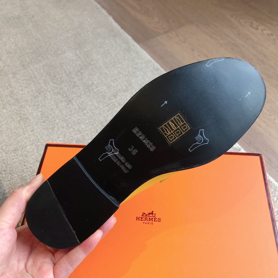 上品 人気 編み込み レディース ローファー エルメス モカシン スーパーコピー イエロー-4