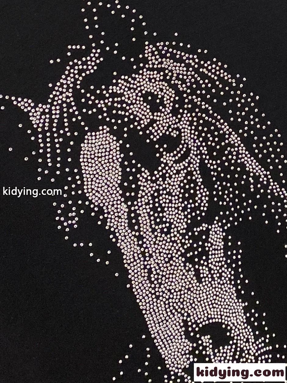 ホースモチーフ ラインストーン 半袖Tシャツ エルメス Tシャツ 偽物 ブラック-2