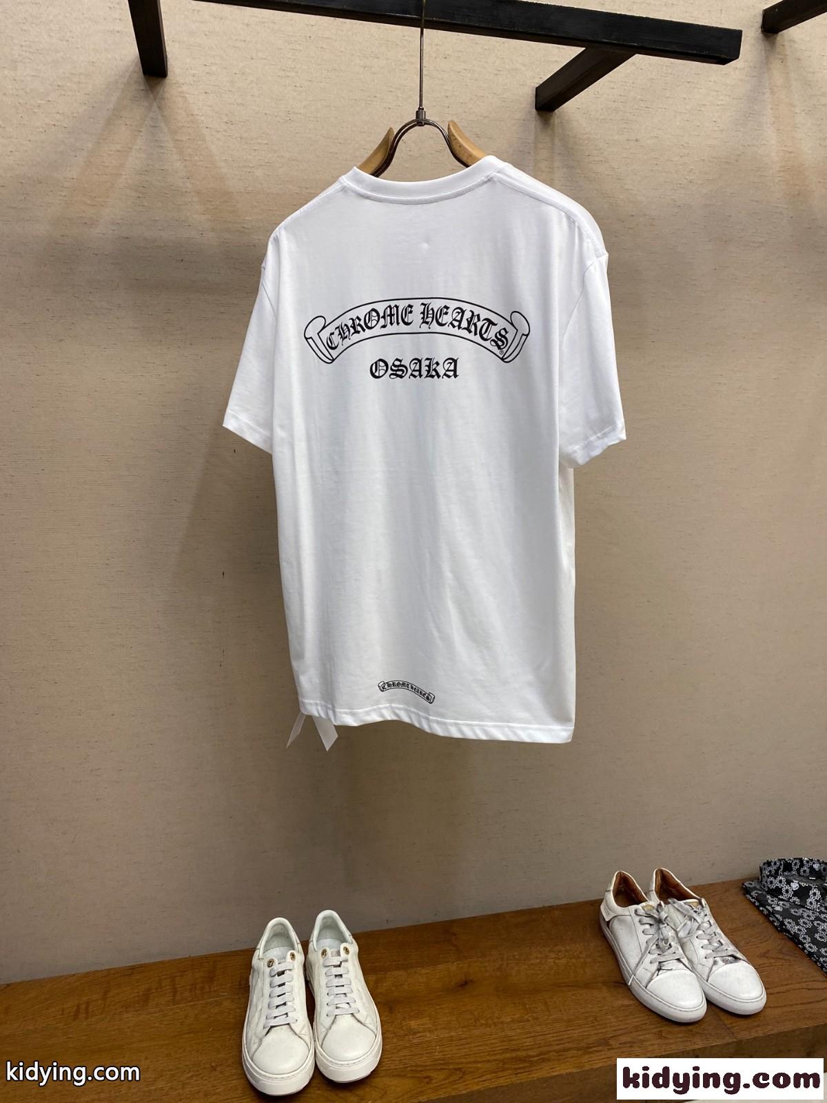 カジュアル コットン 半袖Tシャツ クロムハーツ Tシャツ コピー クルーネック ホワイト-1