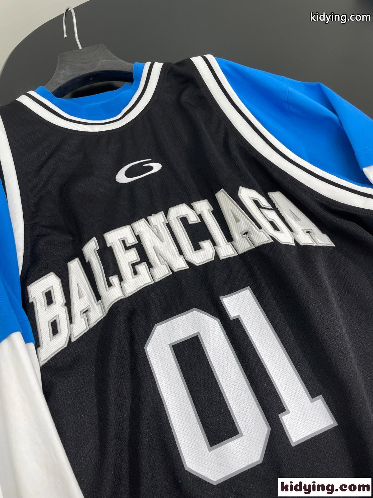 バレンシアガ BASKETBALL SERIES レイヤード ロングスリーブ Tシャツ コピー ブルー-2