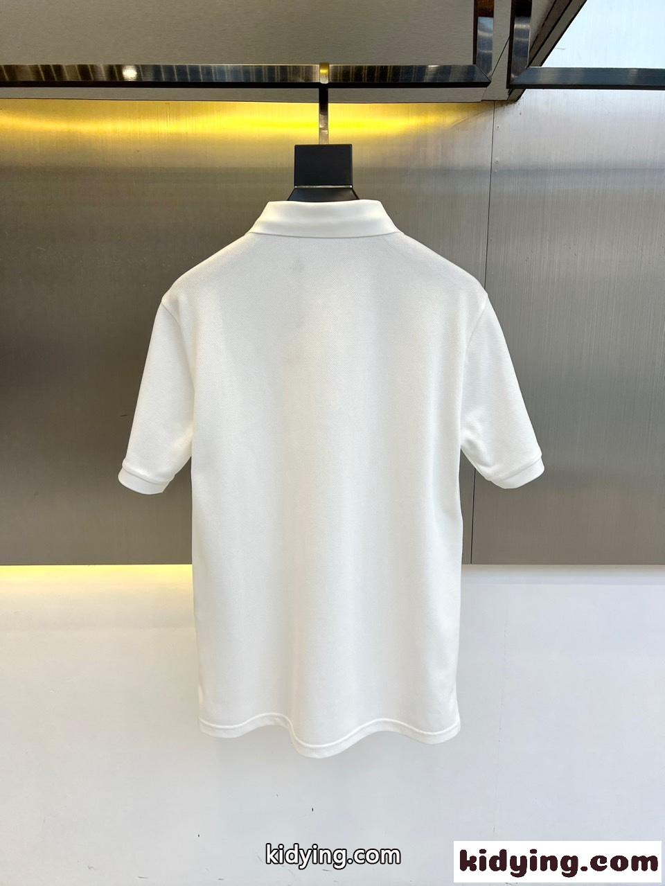 洗練された シンプル ロゴ 半袖 ポロシャツ モンクレール Tシャツ 偽物 ホワイト-1