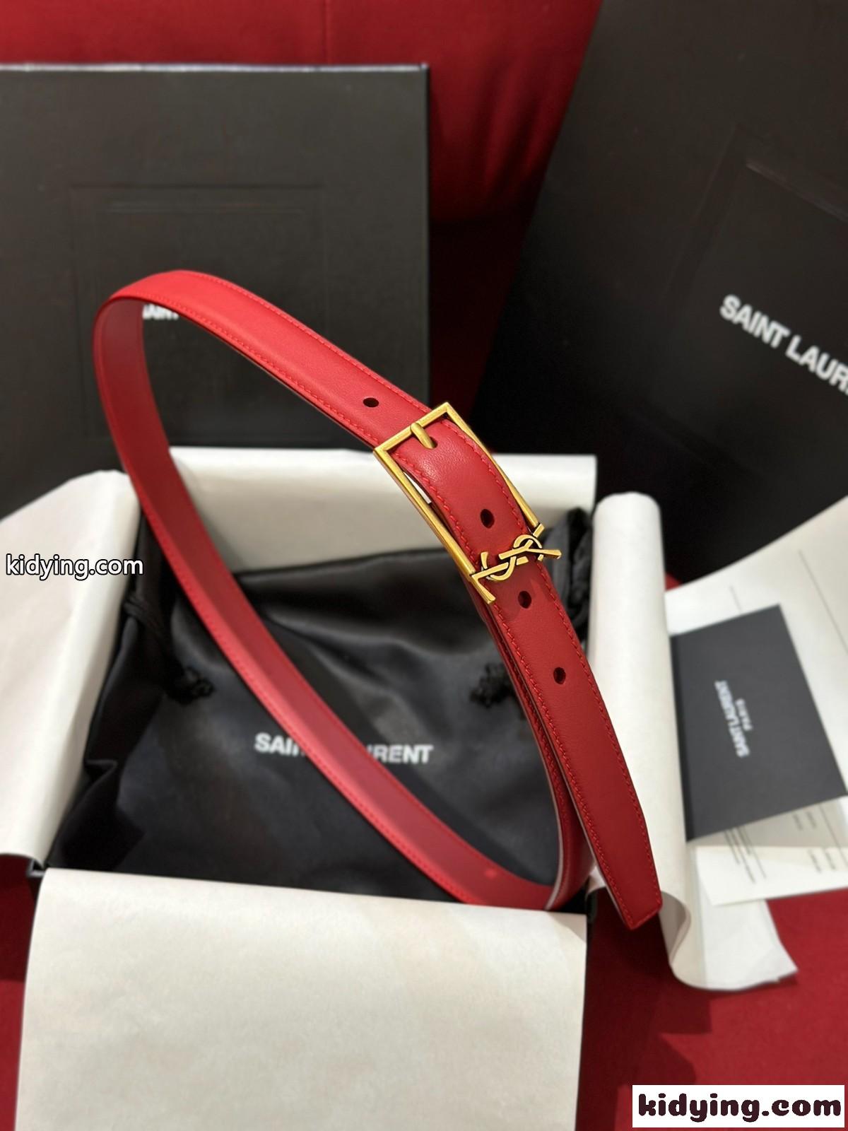 人気 合わせやすい YSL レザーベルト イヴ・サンローラン ベルト コピー レッド-4