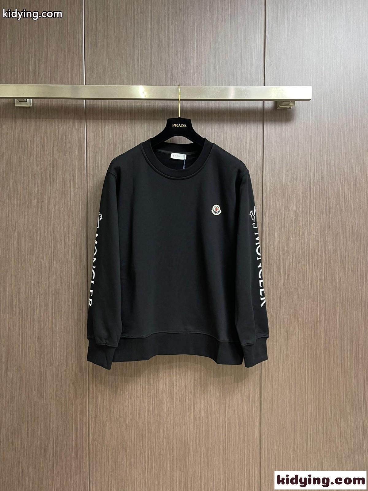 カジュアル ロゴプリント コットン スウェットシャツ モンクレール Tシャツ コピー ブラック-0