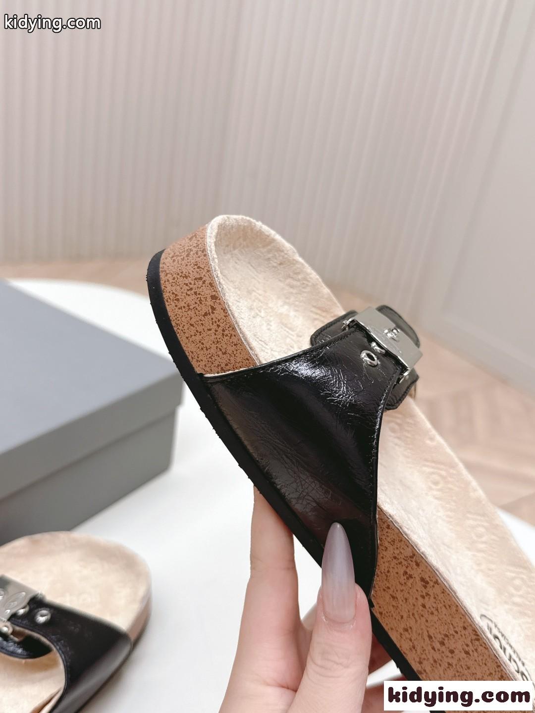 BALENCIAGA I Scholl フラット サンダル バレンシアガ サンダル コピー ブラック-3