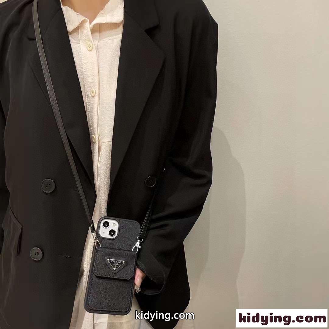 シンプル おしゃれ カード収納 斜め掛け アイフォンケース プラダ スマホケース コピー-0