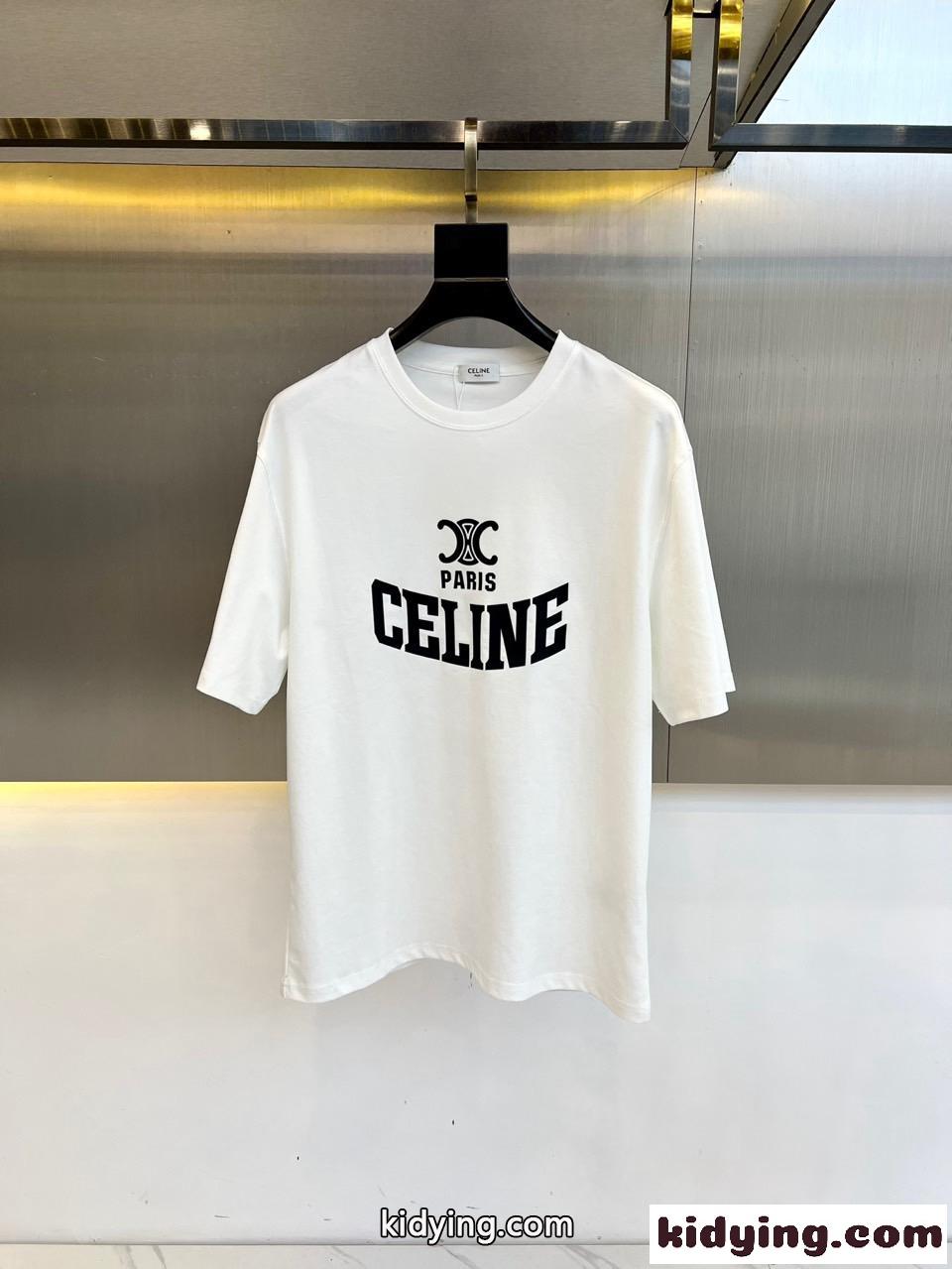定番 カジュアル クルーネック 半袖Tシャツ セリーヌ Tシャツ コピー ホワイト-0