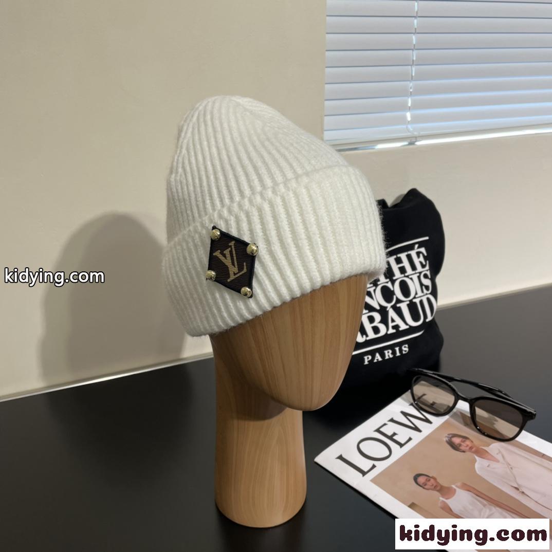 ビーニー・LV ニットキャップ ルイヴィトン 帽子 偽物 定番 合わせやすい ホワイト-0