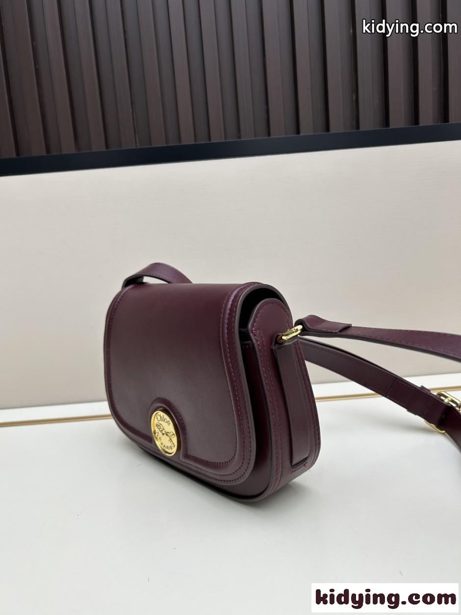 クロエ Horse Medalサドルバッグ スーパーコピー グレインレザー ボルドー-0