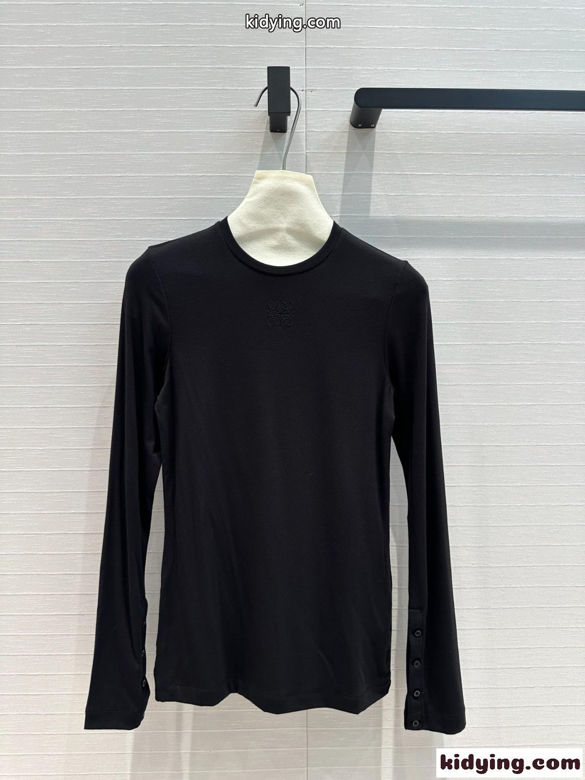 シンプル カジュアル 合わせやすい ロエベ Tシャツ コピー 長袖Tシャツ ブラック-1