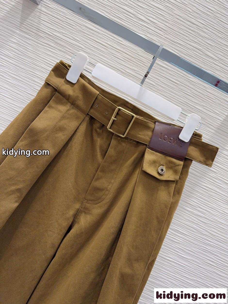 スタイリッシュ カジュアル ロエベ ベルト付き パンツ スーパーコピー-0