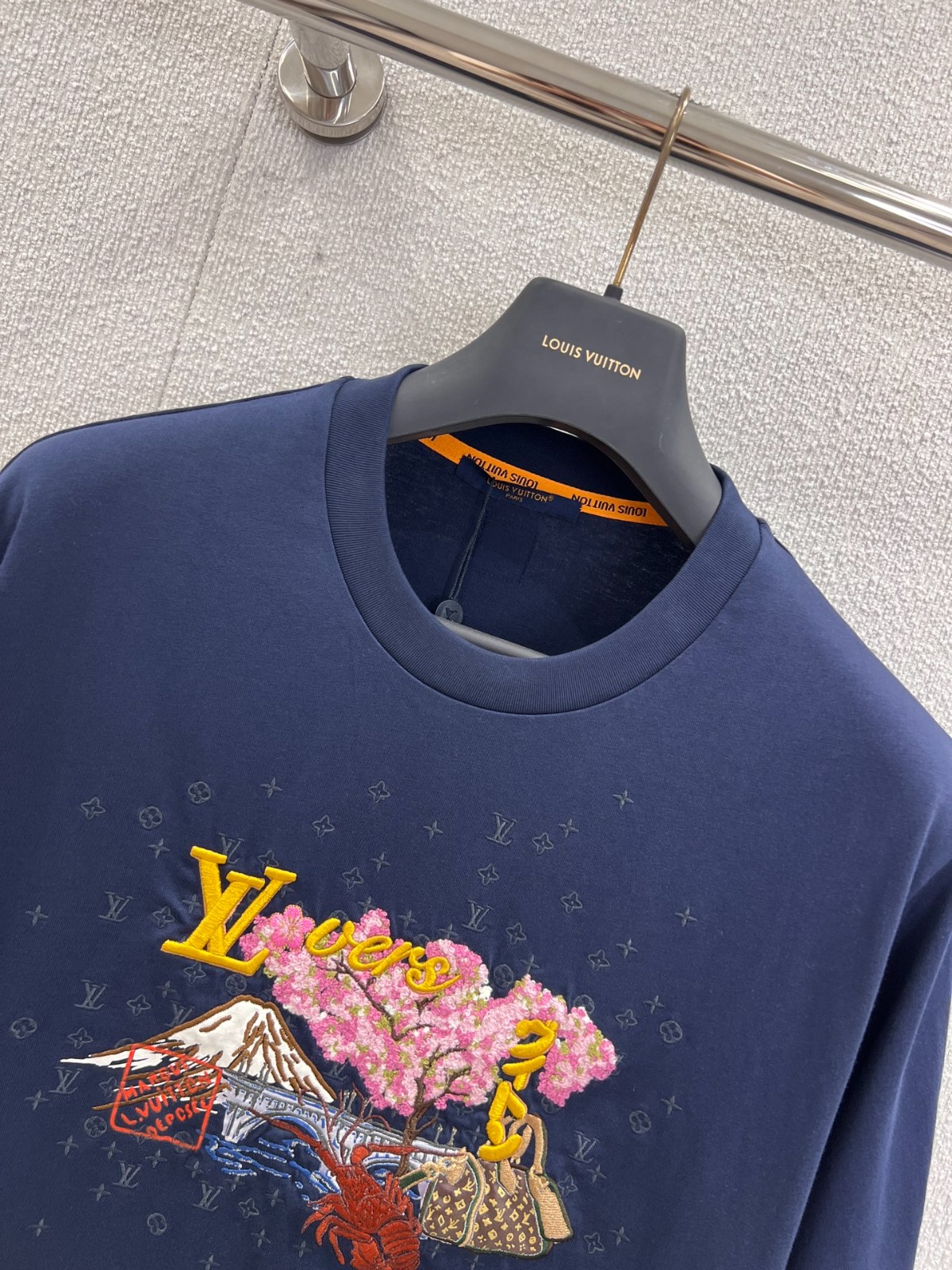ユニセックス エンブロイダリーTシャツ ルイヴィトン Tシャツ コピー コットン-2