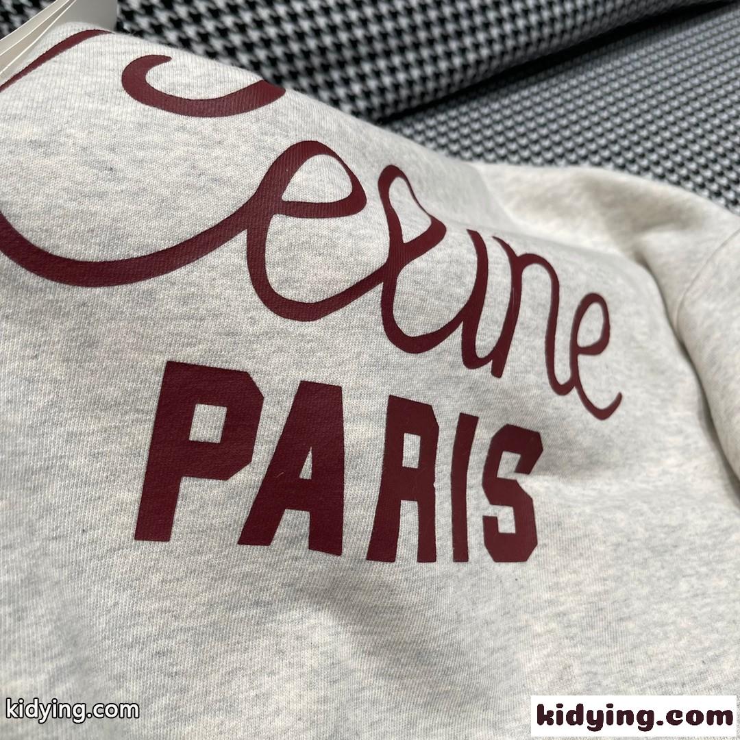 コットンフリース ロゴプリント スウェットシャツ セリーヌ Tシャツ コピー-2