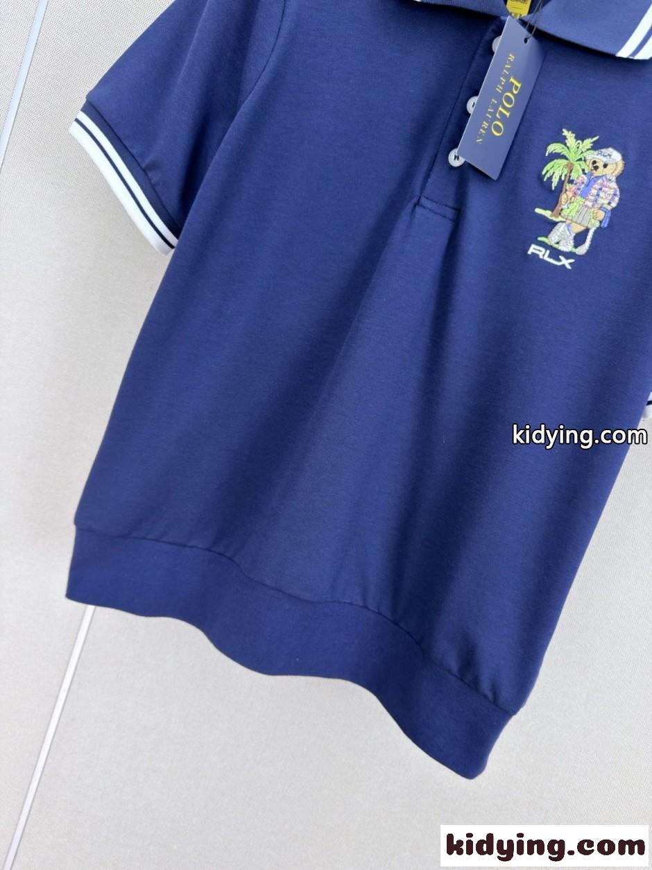 カジュアル 可愛い ポロベア コットン ポロシャツ ラルフローレン Tシャツ 偽物 ネイビー-4