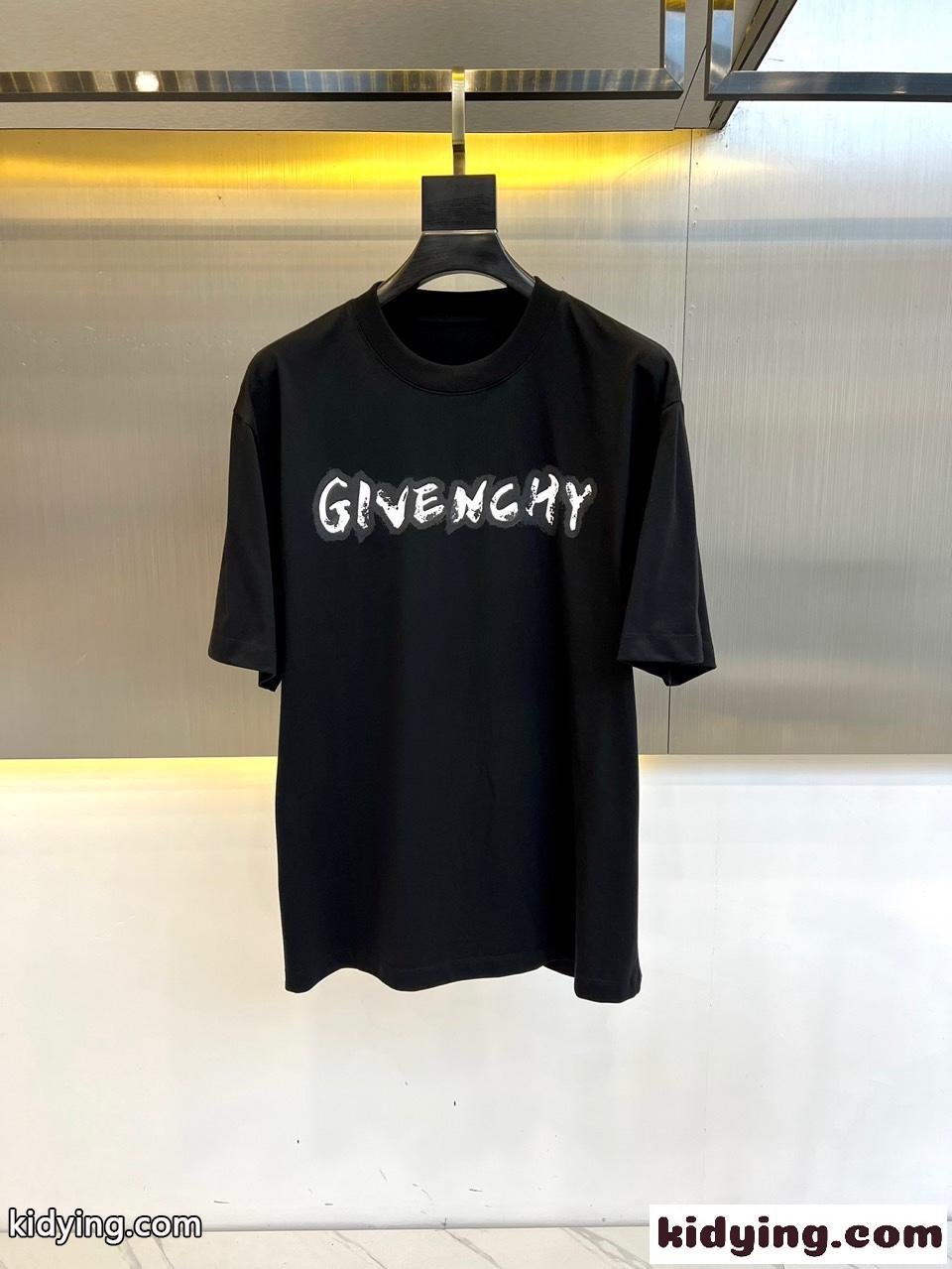 カジュアル ゆったり ロゴ入り 半袖Tシャツ ジバンシィ Tシャツ コピー ブラック-0