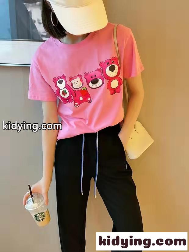 可愛い プリント ゆったり クールネック 人気 レディース トップス ミュウミュウ 半袖tシャツ コピー カジュアル おしゃれ-0