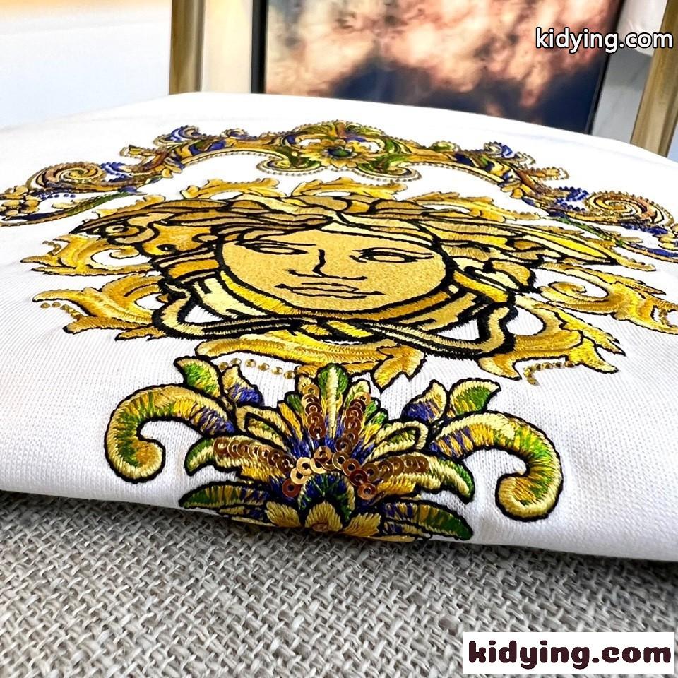 バロック メドゥーサ 刺繍入り ヴェルサーチェ Tシャツ 偽物 半袖Tシャツ ホワイト-2