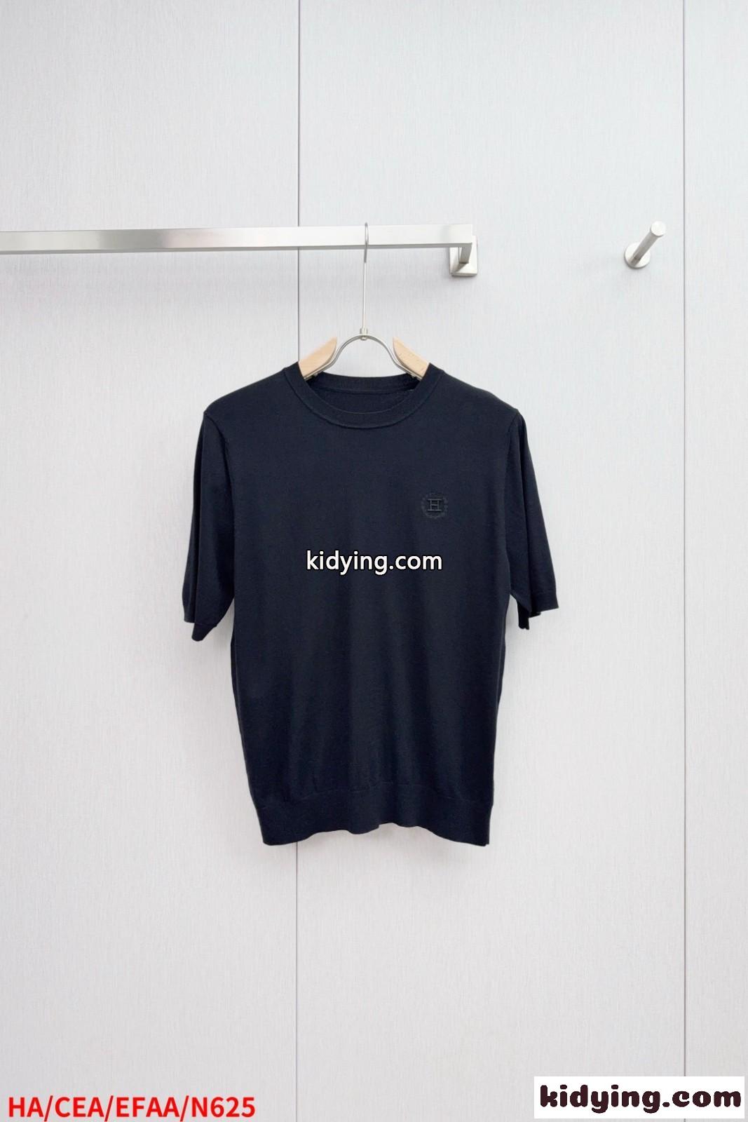 上品 シンプル 半袖ニット エルメス Tシャツ 偽物 クルーネック 合わせやすい-1