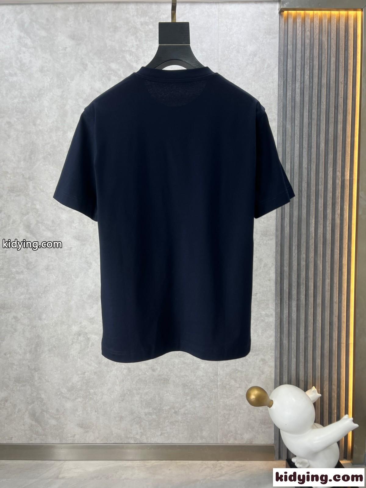 シンプル おしゃれ コットン 半袖Tシャツ エルメス Tシャツ コピー ブラック-1