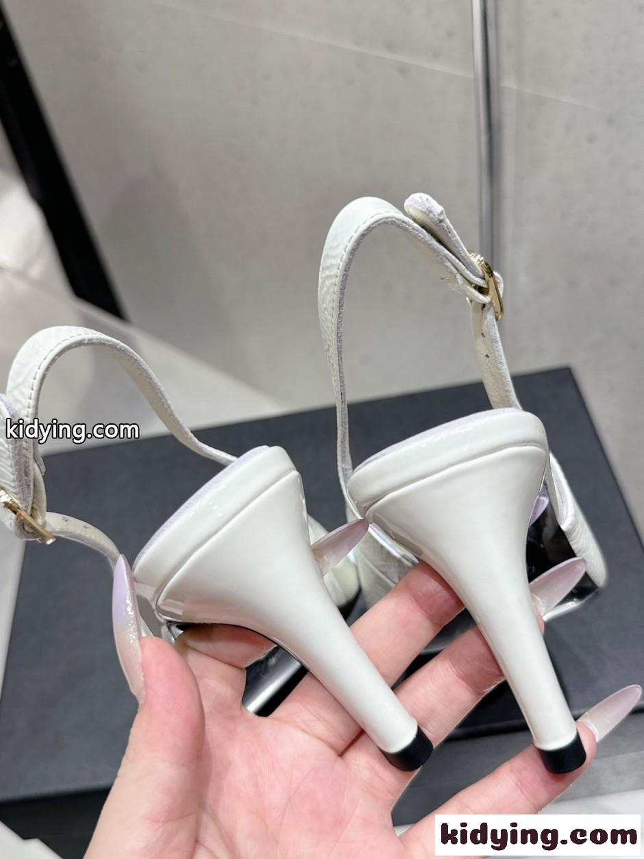 エレガント リボン スリングバックパンプス シャネル パンプス コピー ホワイト-3