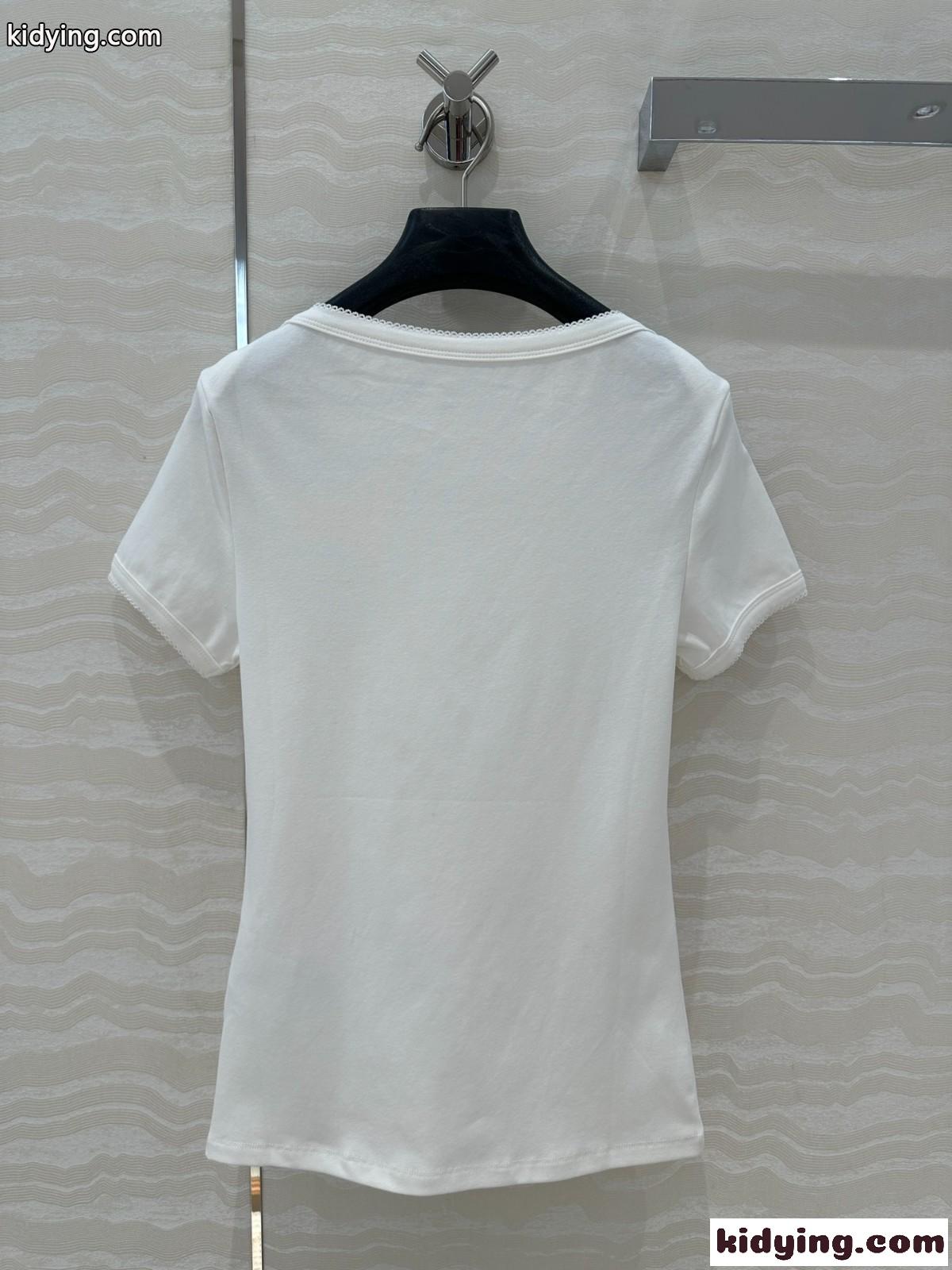 Petit Bateau X Miu Miu ストレッチコットン スリムTシャツ ミュウミュウ Tシャツ コピー-4