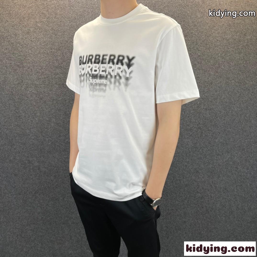 バーバリー 半袖Tシャツ コピー ベーシック クルーネックロゴプリント 快適 Tシャツ-2